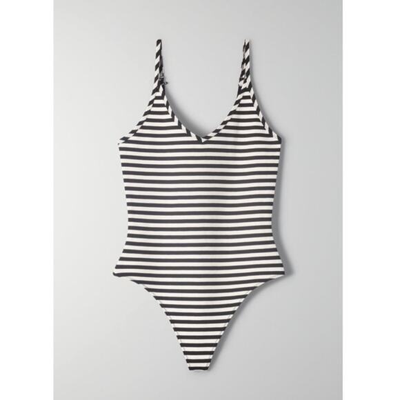 SUNDAY BEST Aritzia Annie Striped Thong Bodysuit Sz Small - Picture 4 of 8